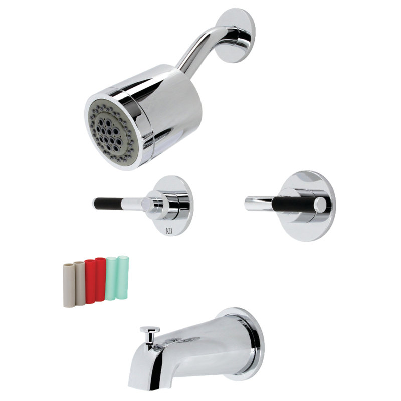 Kingston Brass Kaiser Double-Handle Tub and Shower Faucet, Polished Chrome