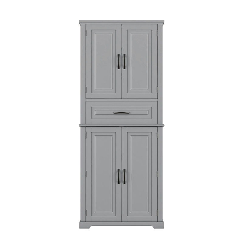 Bathroom Storage Cabinet With Adjustable Shelf And Drawer Multiple Storage Space, Gray