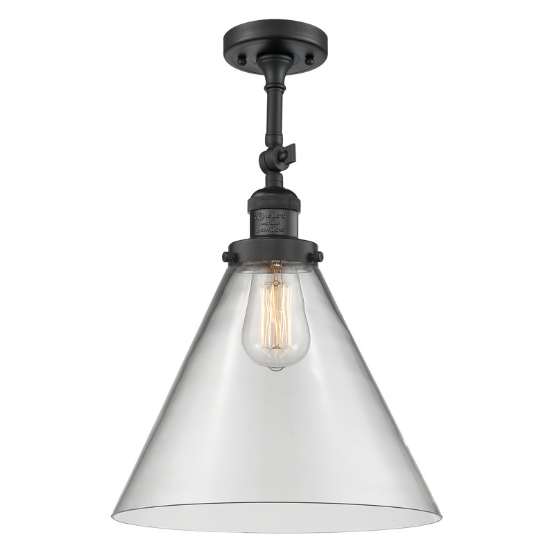 Plafonnier semi-encastré 1 lumière 12 po Tenny, Noir mat, Transparent, Ampoule non incluse