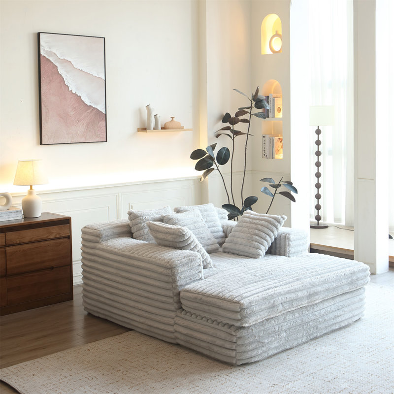 Chaise Lounge Indoor, Light Grey Fabric