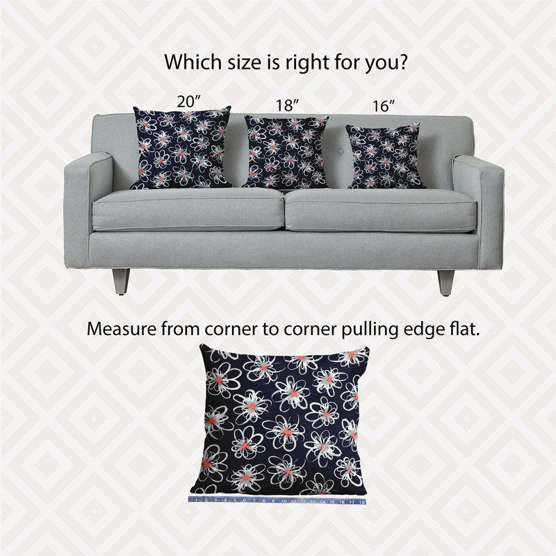 Botanical Blooms Geometric Indoor/Outdoor Reversible Throw Pillow, 16"x16", Gray
