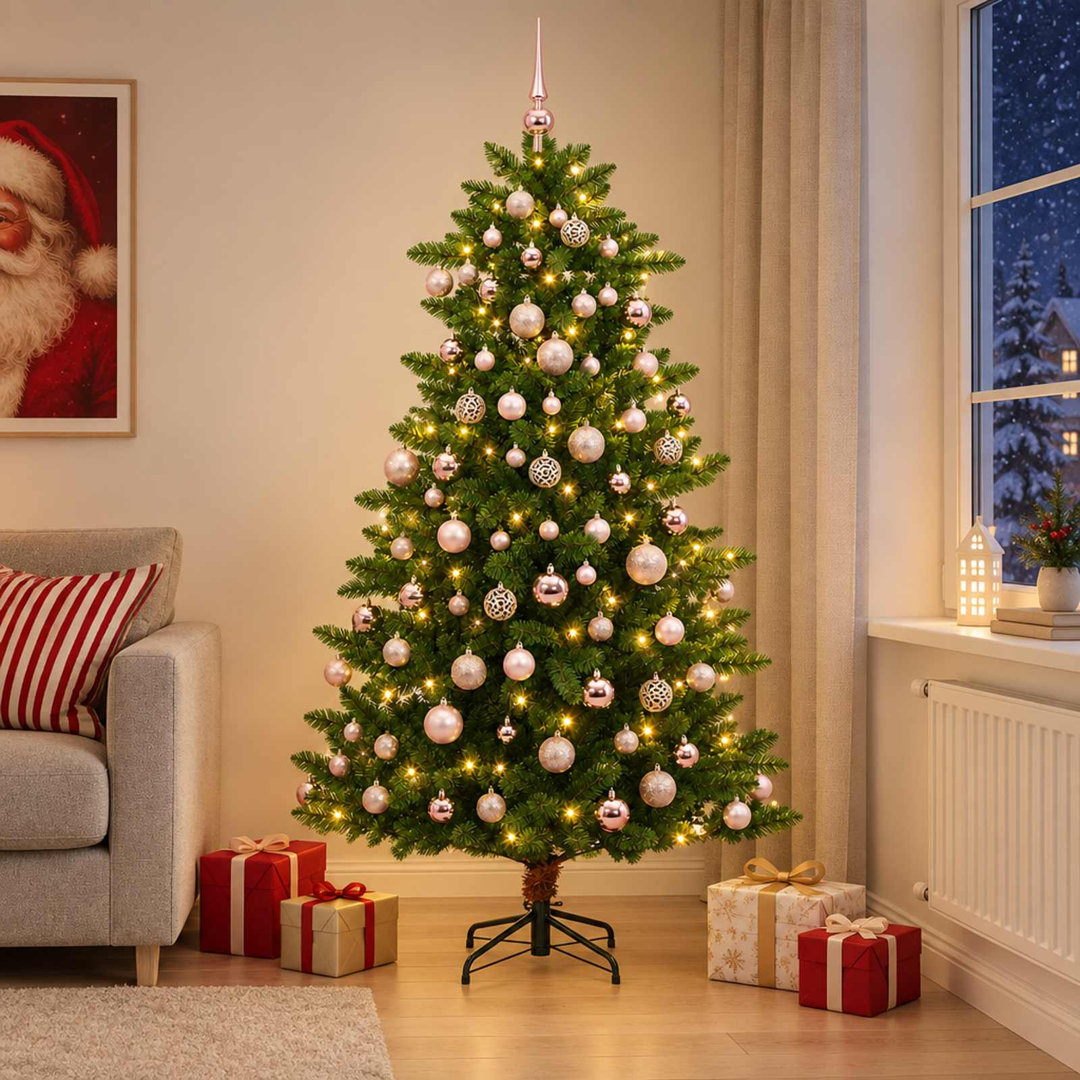 Vidaxl Artificial Christmas Tree With Bauble 240 Cm 300 Leds, Green - Image 3