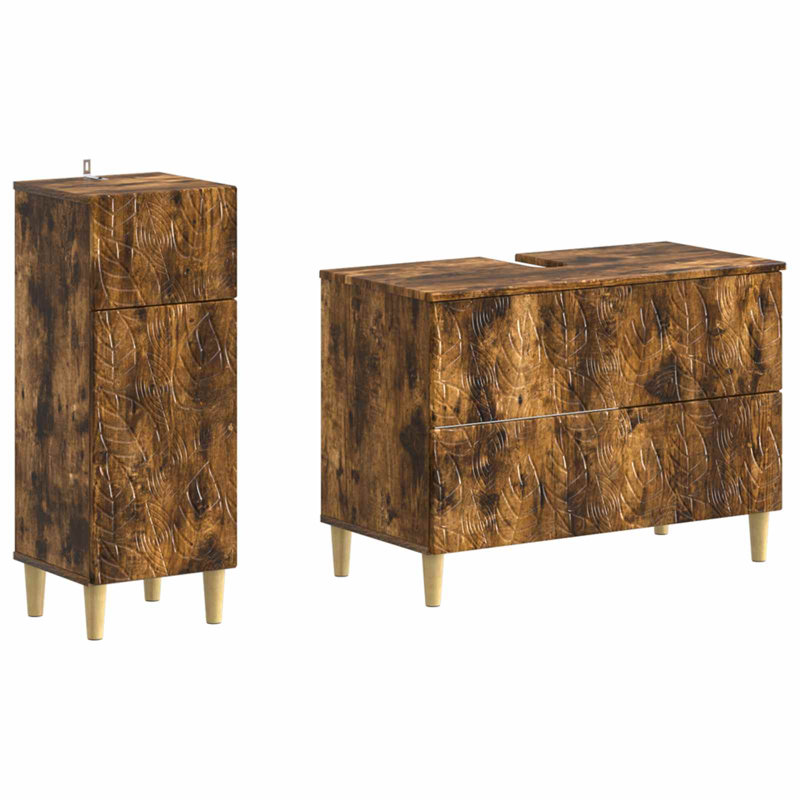 Bathroom Storage Furniture Set, Smoked Oak