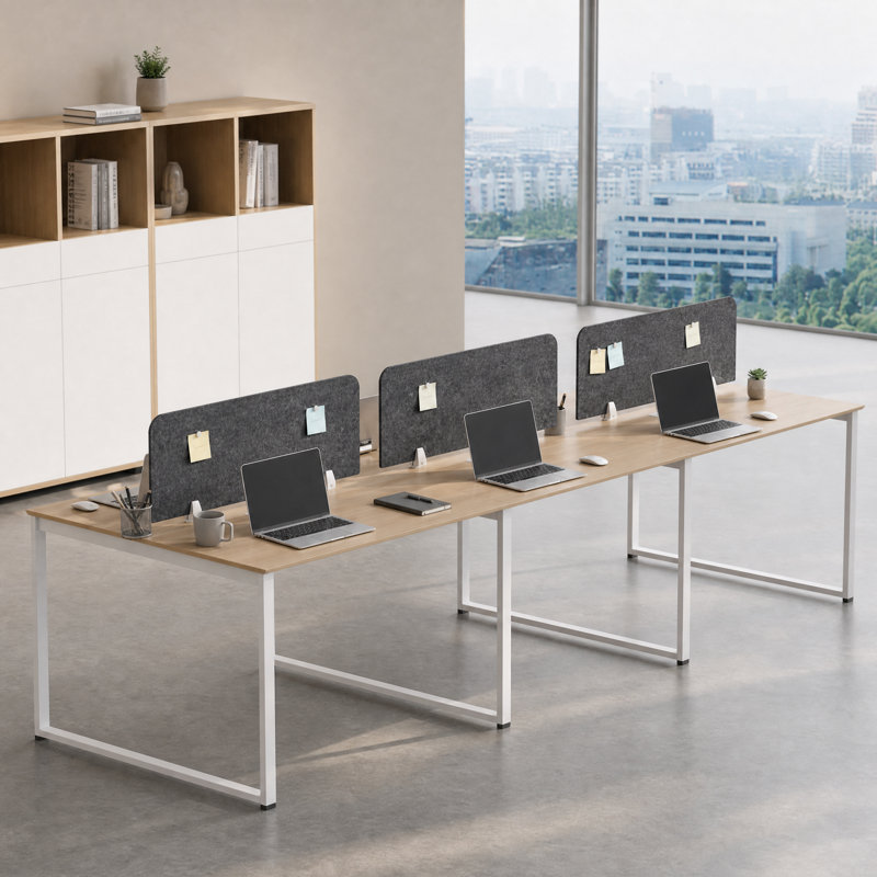 Station de travail modulaire avec prises Okeysen pour 6 personnes, 29.5" H x 141.6" W x 47.2" D