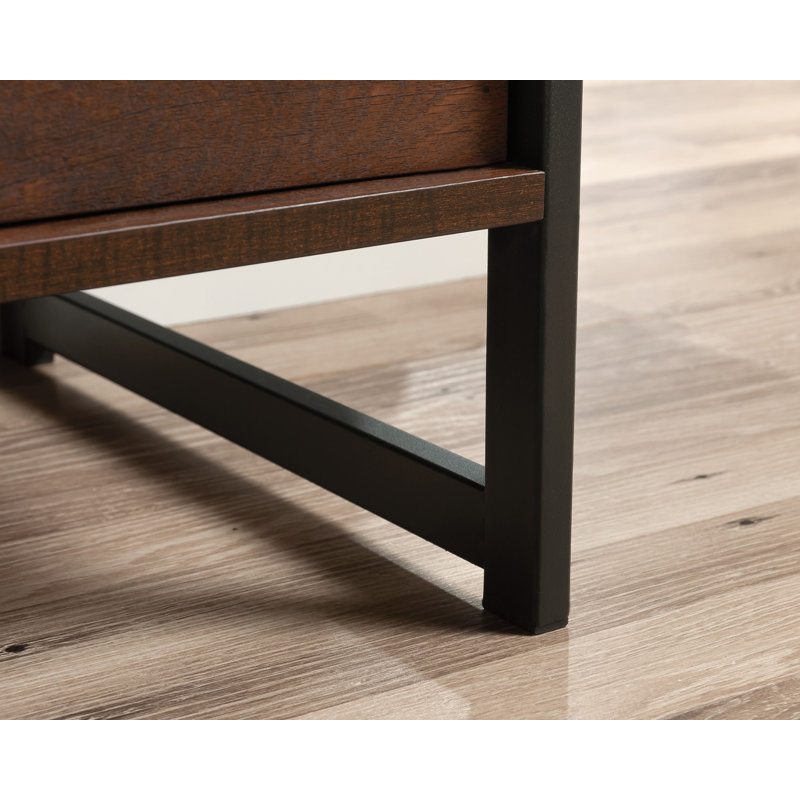Barrel Oak 4-Drawer Vertical Dresser with Metal Frame