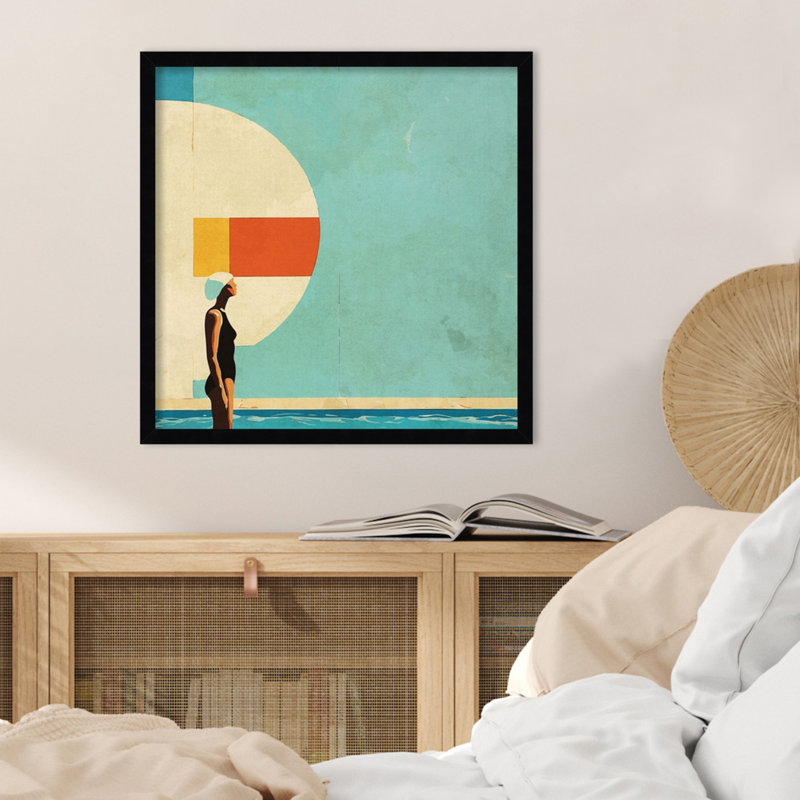 Reproduction d'art mural Mid Century Pool par Waverly, 21 x 21, Noir Svelte