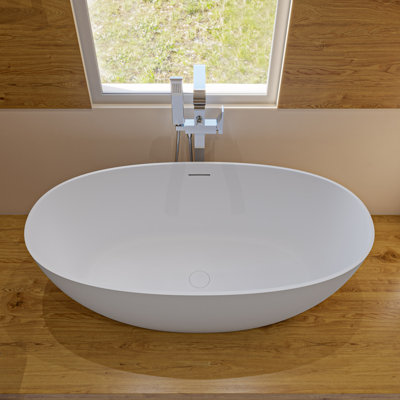 59.13 " L x 29.13 " W Freestanding Soaking Resin Bathtub