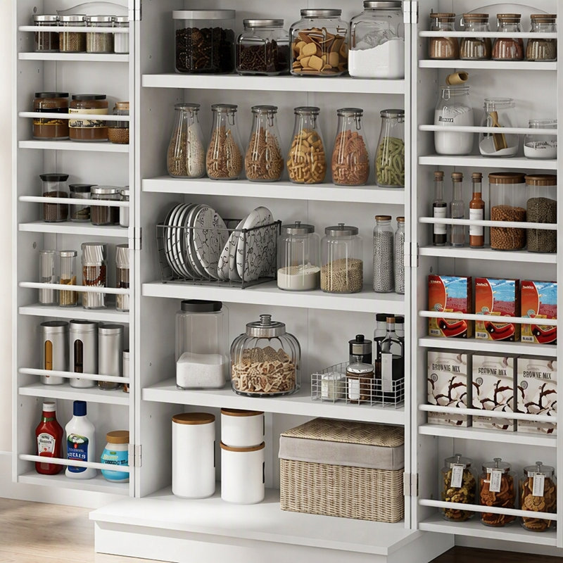 Armoire de cuisine avec étagère à 5 niveaux, 12 étagères à épices