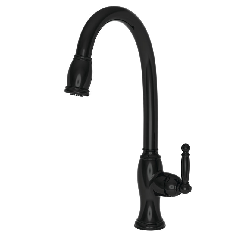 Nadya Single Handle Pull Down Kitchen Faucet, Gloss Black