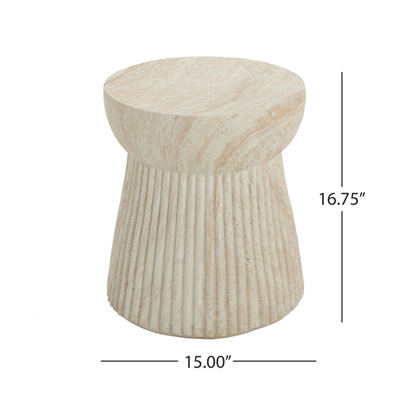 Outdoor Travertine Concrete Side Table
