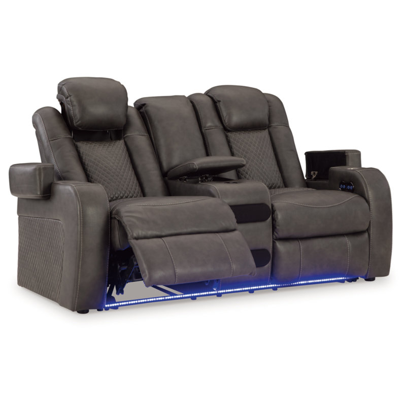 Bemnet 74'' Faux Leather Power Reclining Loveseat, Brown Faux Leather
