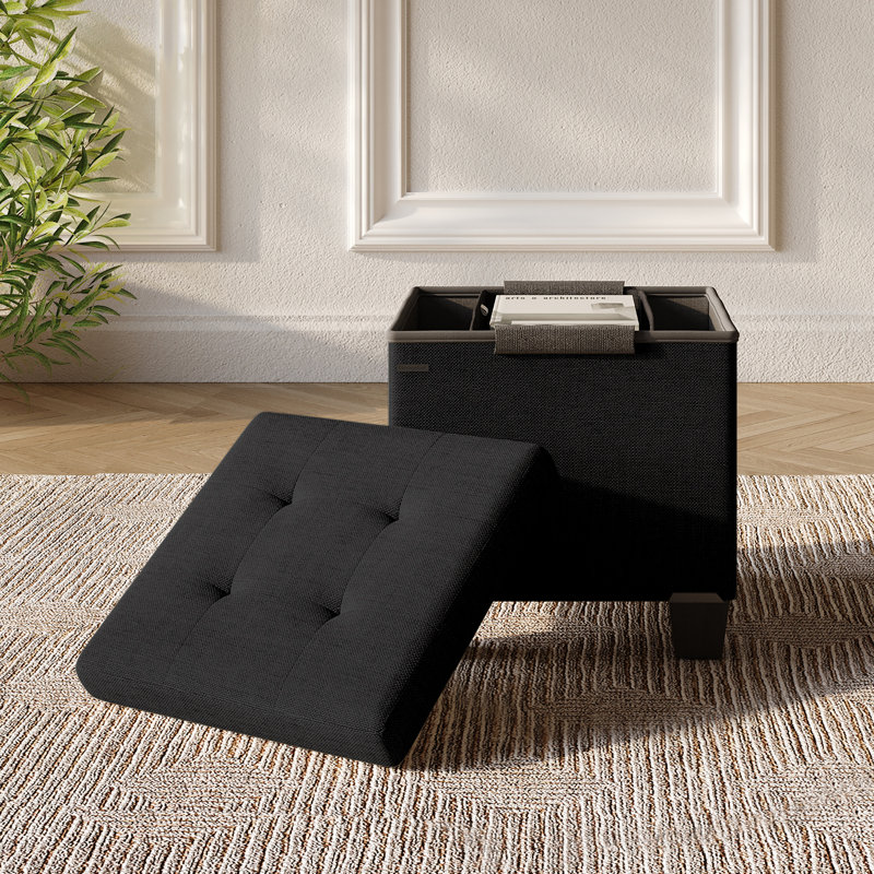 Banc de rangement avec repose-pieds Vérrant, 15"H x 15"W x 15"D, Black
