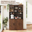 Armoire de rangement de 71 pouces de hauteur avec station de charge avec huche et portes en verre-1480869778