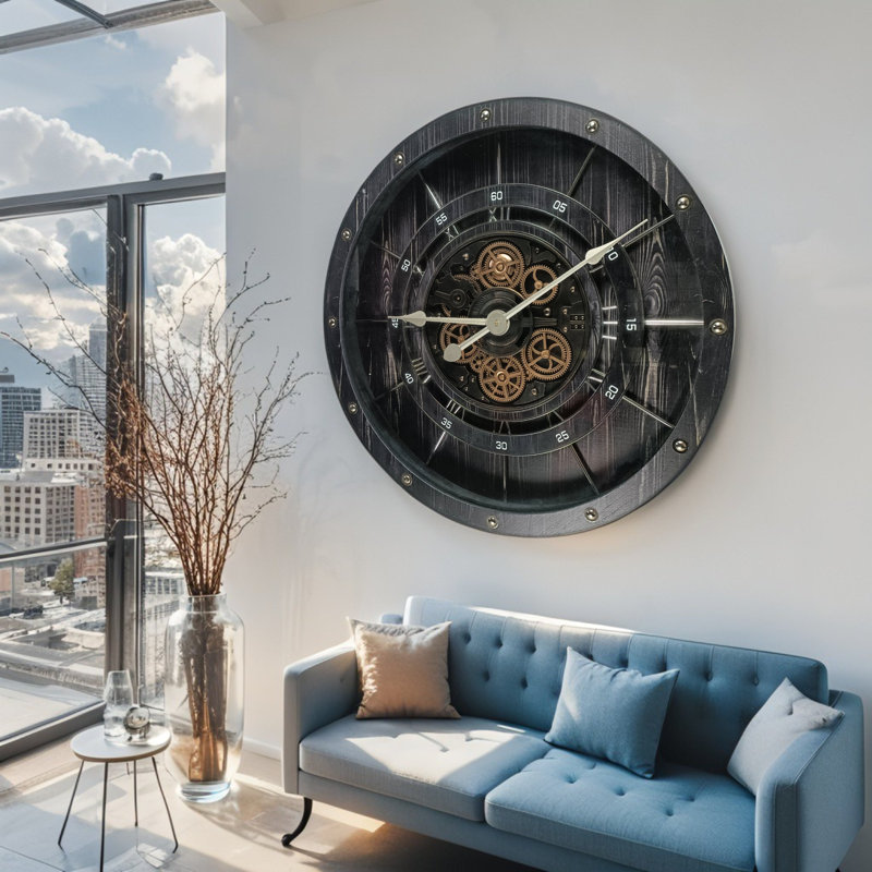 Solid Wood Wall Clock, Black