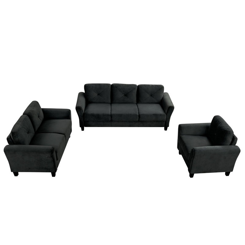 Couch Comfortable Sectional Couches set 1+2+3, Black