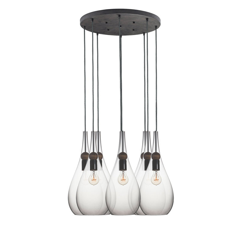 Earth 8 - Light Chandelier, Smoke Glass, Ship Rod, 48" H x 18" W x 18" D
