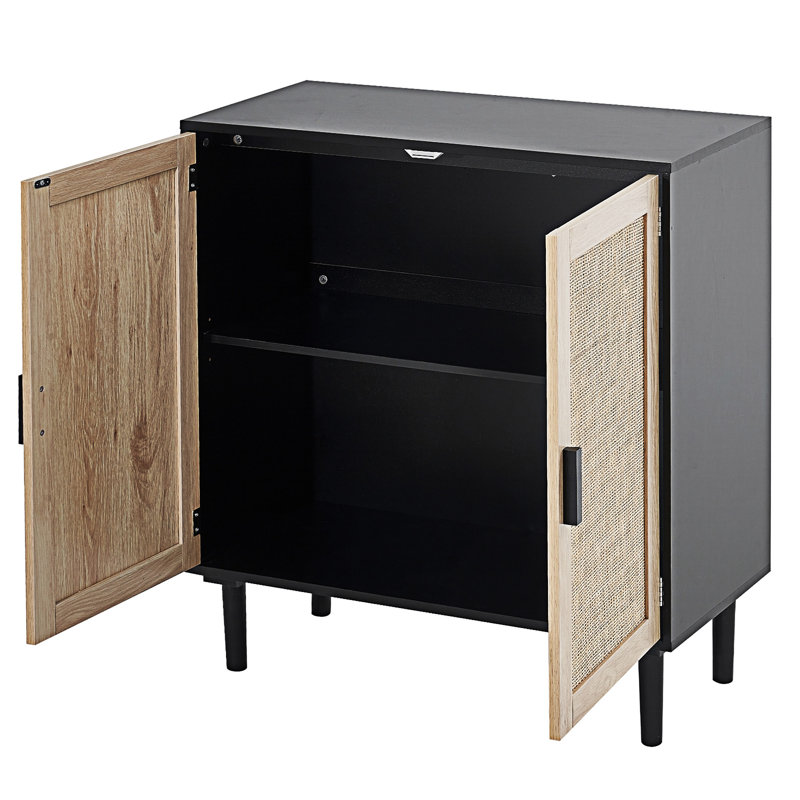 Armoire en rotin avec 2 portes et tablettes réglables