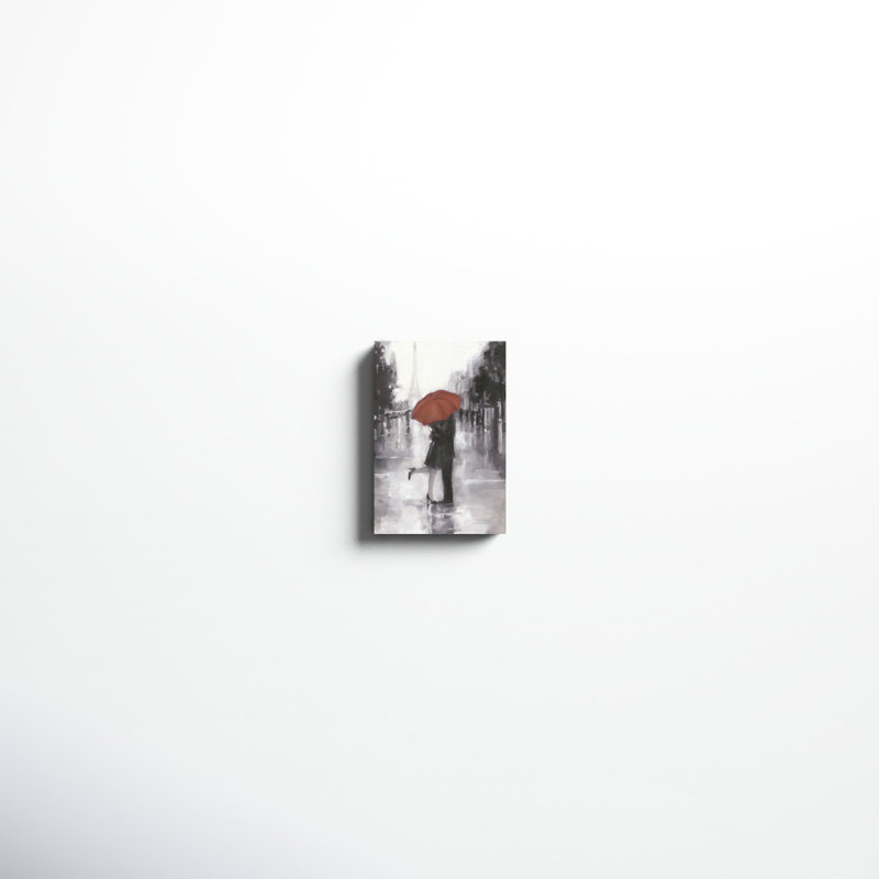 «Caught in the Rain», peinture sur toile, H 12 po x l 8 po