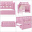 Lit plateforme rose en bois avec garde-corps et 2 tiroirs - Lit pour enfants sécuritaire et élégant pour tout-petits-803098577
