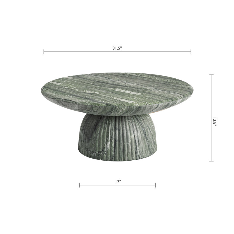 Table basse Tithi, H 13,8 po x l 31,5 po x P 31,5 po, Marbre vert Fitz
