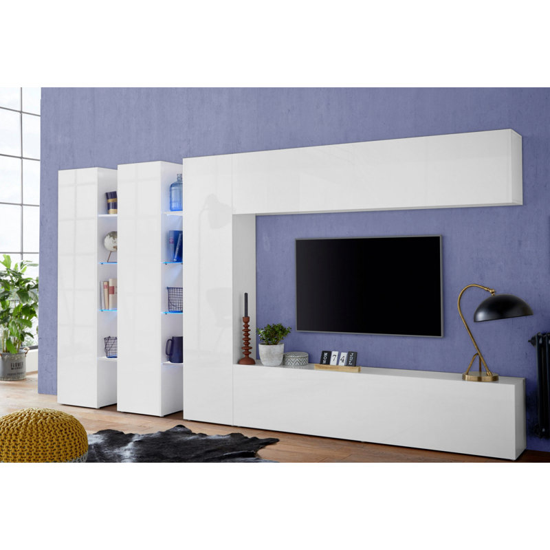 Maruska Unfinished Floating Entertainment Unit for TVs up to 70", White Glossy