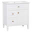 Meuble-lavabo simple de 30 po avec lavabo en céramique, armoire de rangement avec cadre en bois massif, 1 tiroir rabattable et 2 tiroirs latéraux-844635589