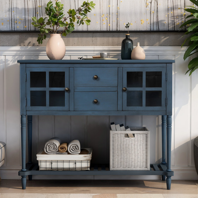 Danner 42'' Console Table,Entryway table,Sofa table with Two drawers, Navy, Antique Navy