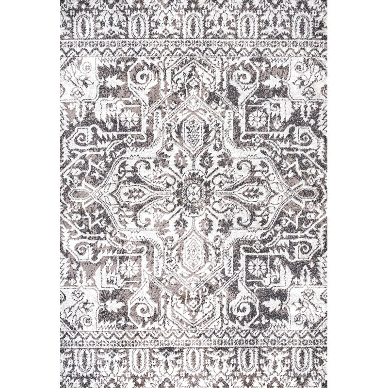 Scala Grand Medallion Ornate Brown/Ivory Rug, Rectangle 5' x 8'