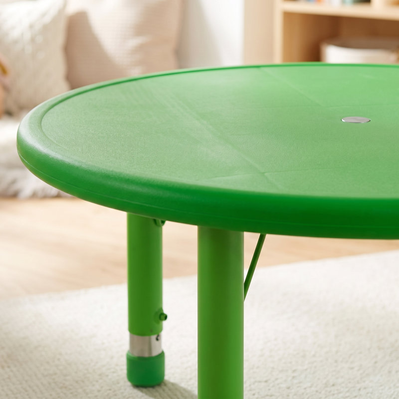 Table d'activité ronde réglable en plastique, vert