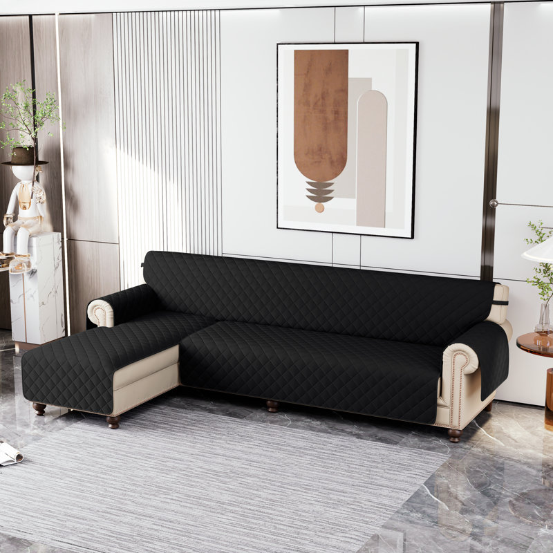 Housse pour canapé modulaire réversible, H 0,2 po x l 112 po x P 22 po, Microfibre noire