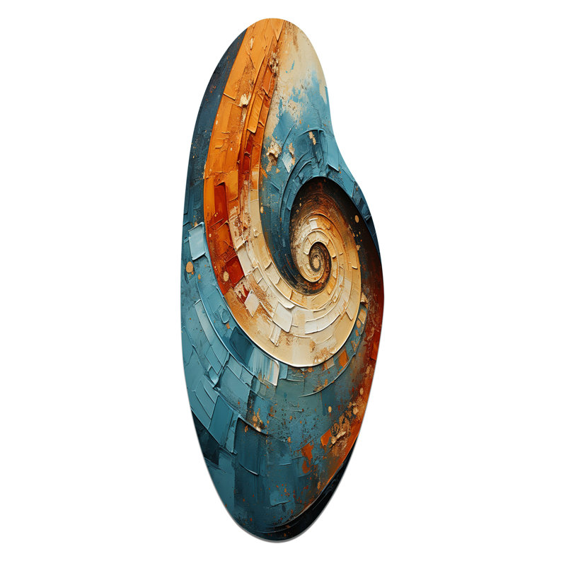 Cindylou - spirale abstraite, décoration murale asymétrique en métal, impression moderne en métal incurvé