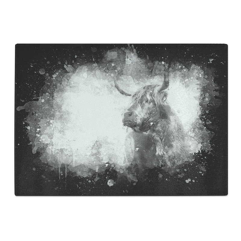 Tempered Glass Highland Cow Chopping Board, 20 cm x 28.5 cm