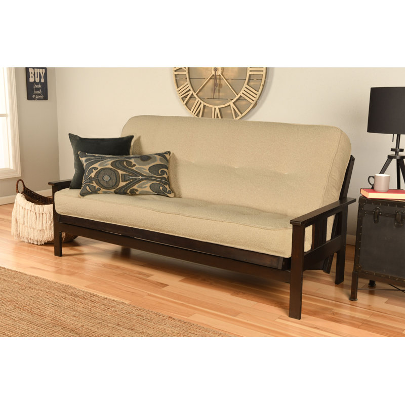 Johnte Full-Size Futon Frame and Full-Size Innerspring Mattress, À ressorts, Canton crème, Espresso