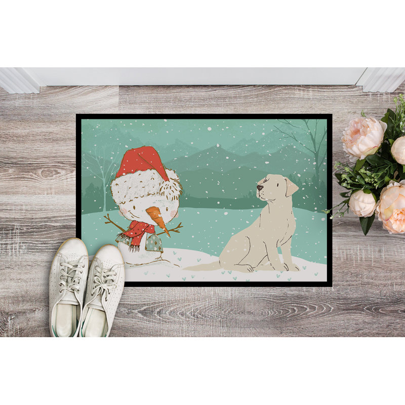 Non-Slip Christmas Outdoor Doormat, Yellow Labrador, 0.2" H x 36" W x 24" D