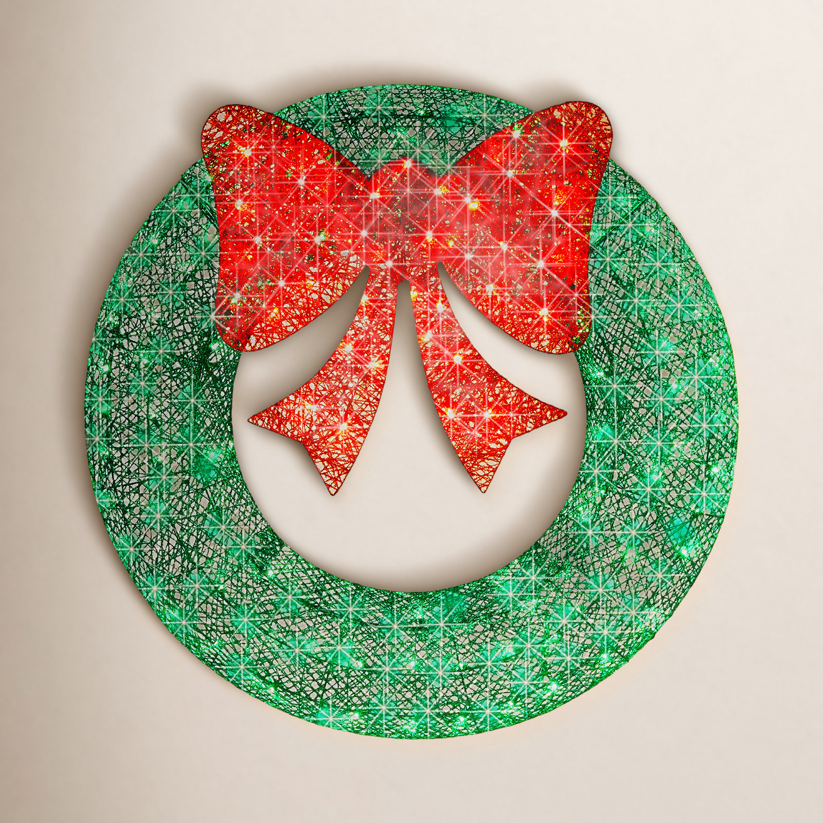 Pre-Lit Metal Holiday Wreath, Gold, 60" H x 60" W x 7" D