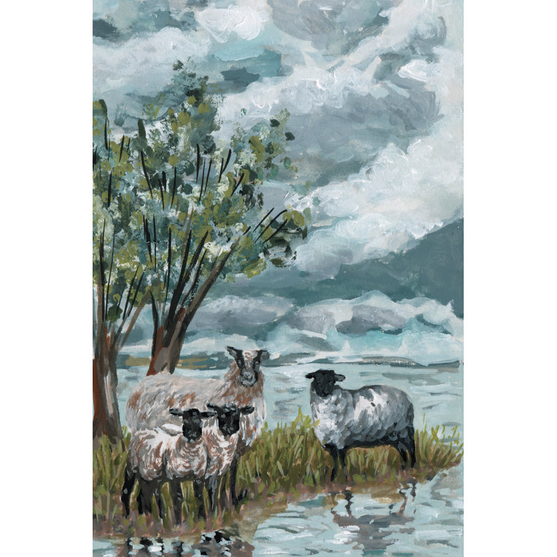 Sheep By The River II by Melissa Wang - Wrapped Canvas Print, 46 cm H x 30 cm W