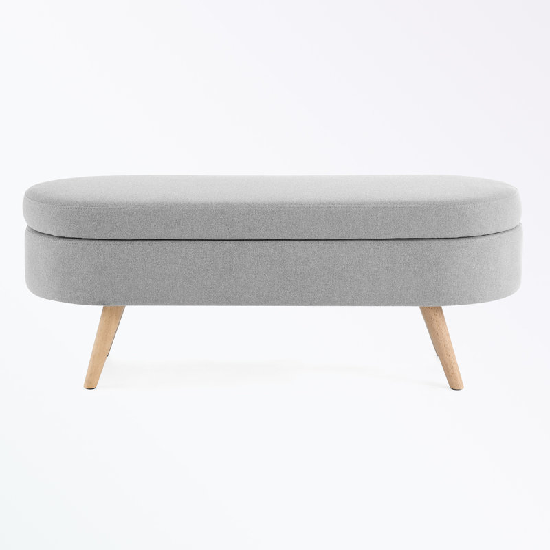 Caisyn Linen Upholstered Storage Bench, Gray, Natural