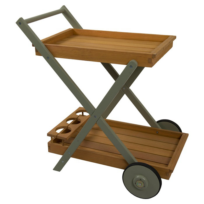 Osier Solid Wood Bar Cart, Teak