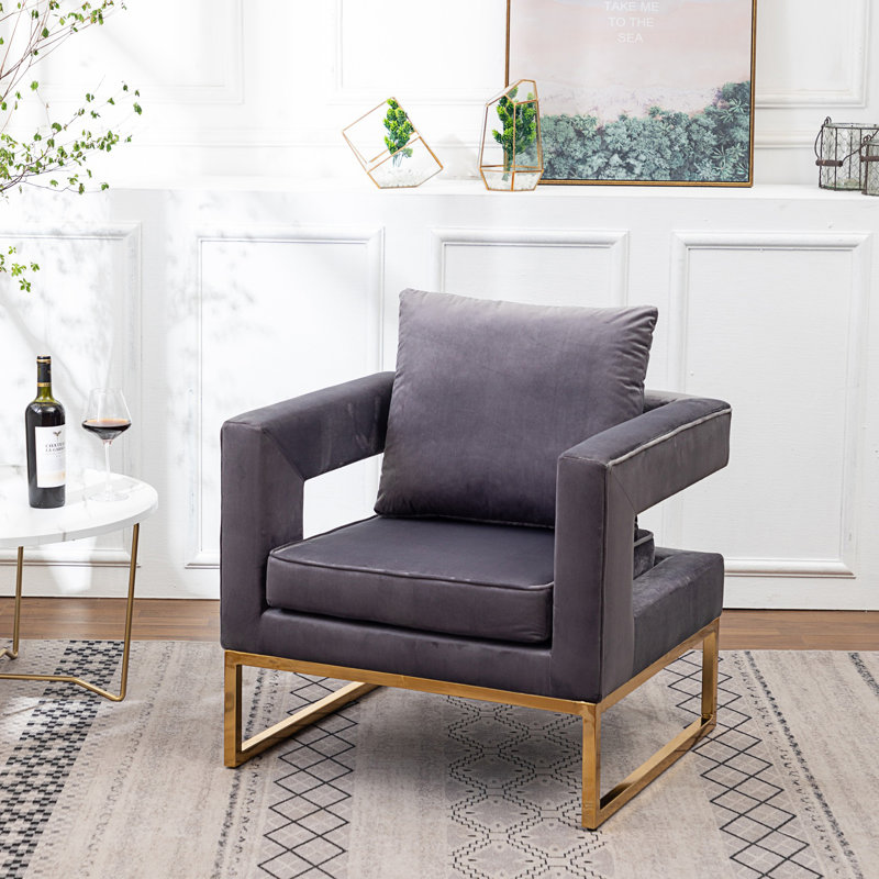 Fauteuil d'appoint contemporain rembourré, Gris
