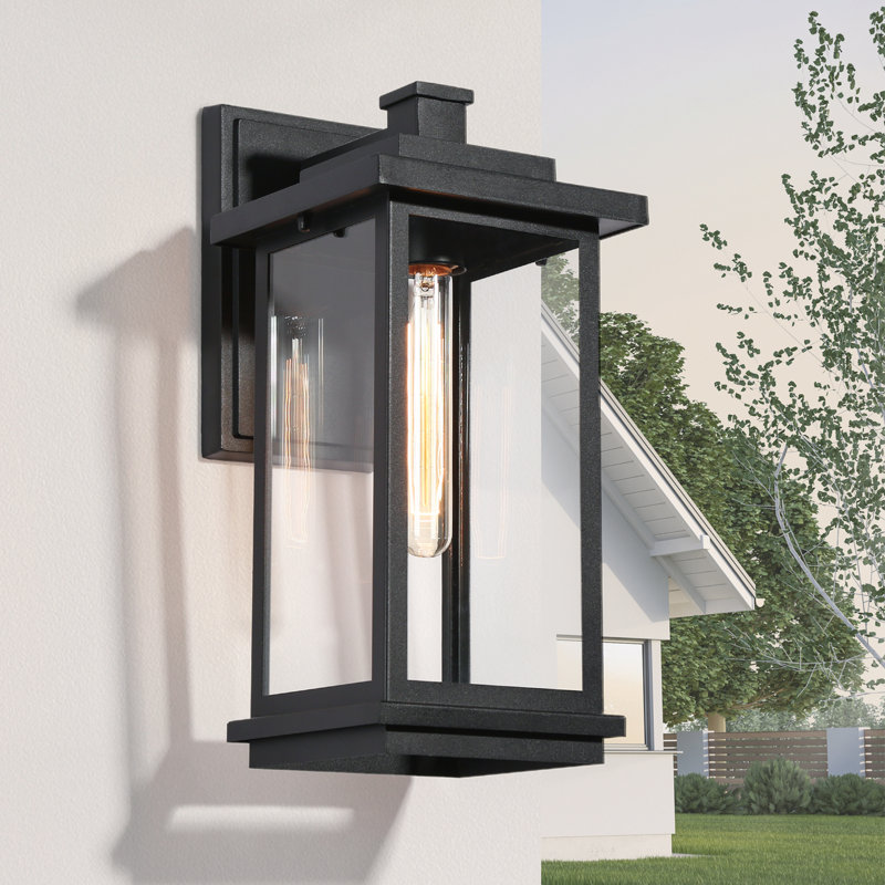 Applique murale d'extérieur 1 lumière en fer noir mat
