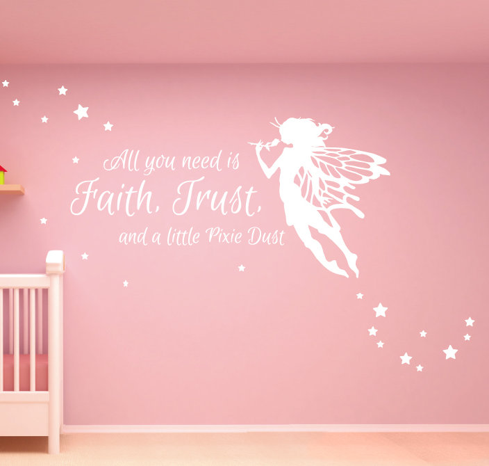 Décalcomanie murale poussière pixie all you needs, H 40 po x l 65 po x P 0,01 po, Blanc