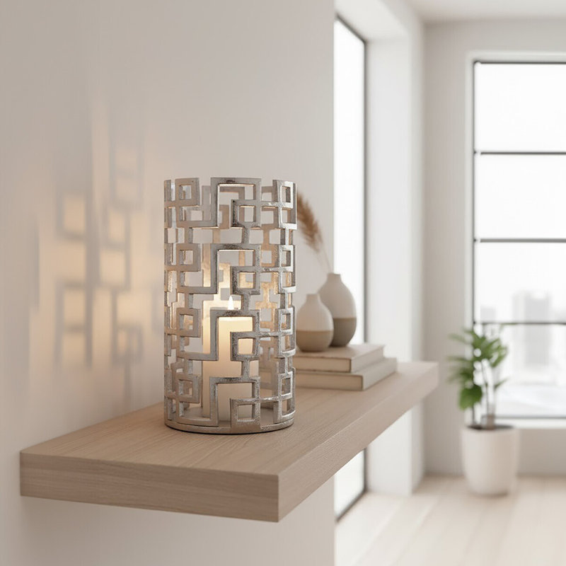 Delphi Aluminum Tabletop Lantern, 32cm H x 17.5cm W x 17.5cm D