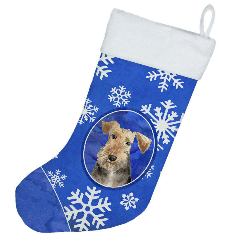 Chaussette de noël winter flocons de noël, Terrier brun