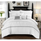 10 Piece Brushed Microfiber Plain Weave Comforter Bedding Set