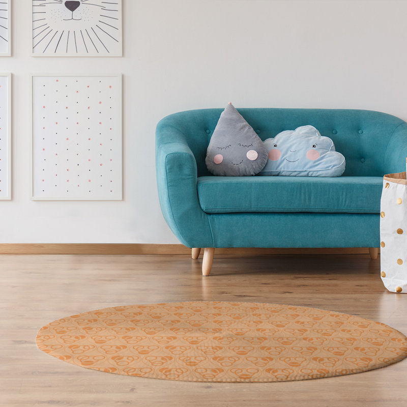 Chenille Geometric Indoor Rug, Round 5'