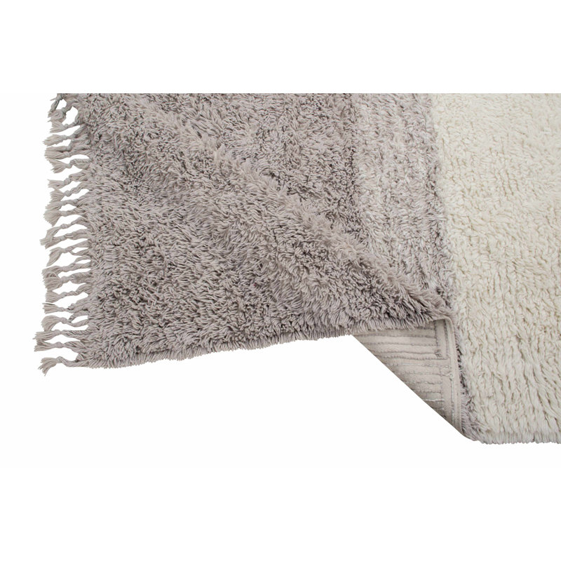 Free Your Soul Wool Striped Area Rug in White/Gray, Rectangle 6'7" x 9'10"