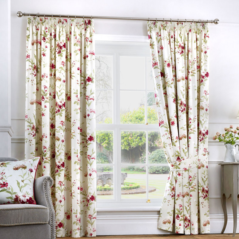 Cotton Room Darkening Curtain Pair, Width 117 x Drop 137 cm, Red