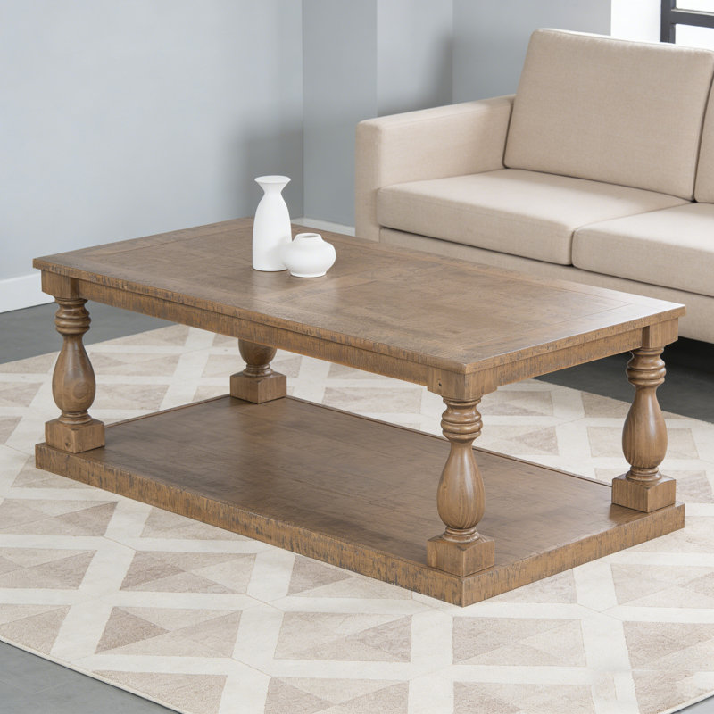 Table basse rétro en placage de pin, Brun