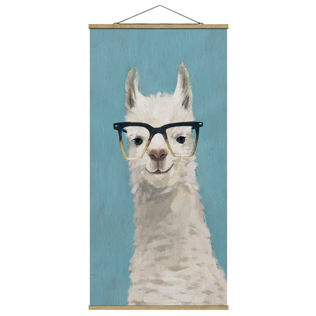 Stoffbild Mit Posterleisten - Lama Mit Brille IV - Hochformat 2:1