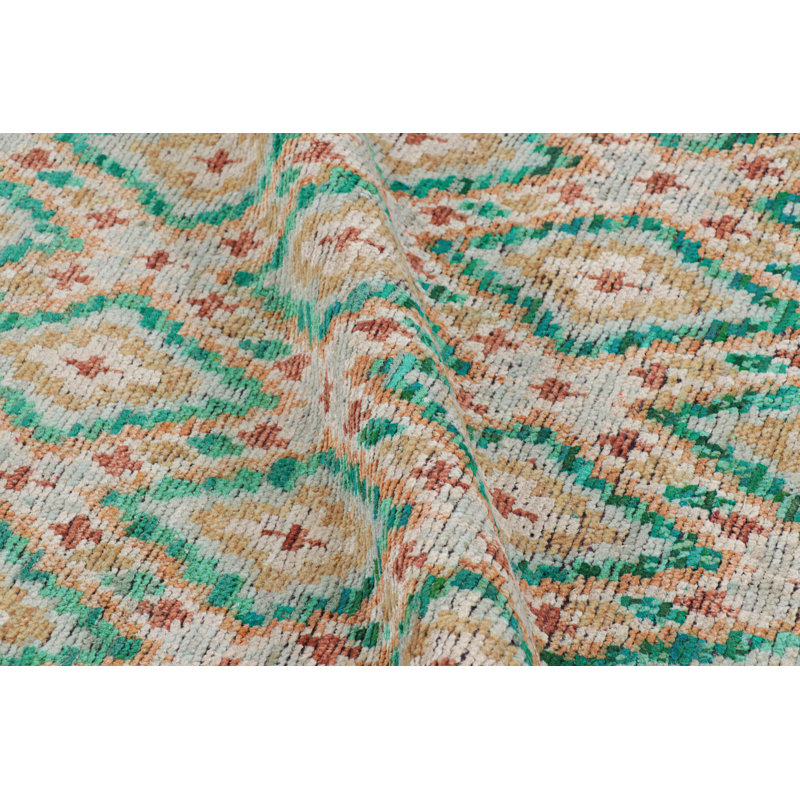 Rug & Kilim’S Moroccan Style Rug In Beige With Blue Geometric Diamond Patterns